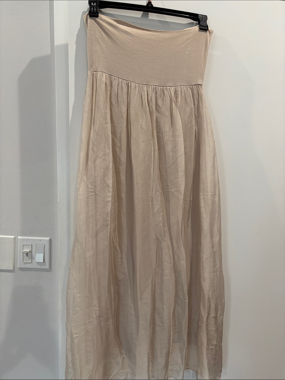 Italian Strapless Beige Maxi Skirt